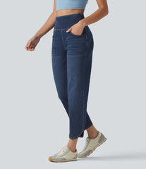 Halara Flex™ High Waisted Tummy Control Curved Hem Skinny Casual 7/8 Jeans with Pockets