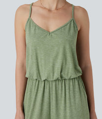 Adjustable & Removable Strap Pocket Wide Leg Jumpsuit