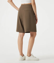 DayStretch High Waisted Work Baggy Bermuda Shorts 9'' with Pockets
