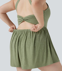 2-in-1 Plus Size Romper with Pockets-Easy Peezy Edition