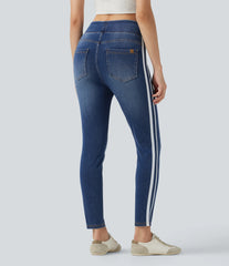 Halara Flex™ High Waisted Stripe Skinny Washed Casual Jeans with Pockets