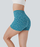 OneForm Seamless Flow High Waisted Leopard Yoga Biker Shorts 3''
