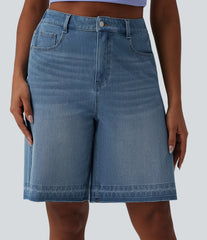 Halara Flex™ High Waisted Denim Casual Bermuda Shorts with Pockets