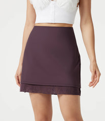 SoftlyZero™ High Waisted Contrast Lace Mini Casual Skirt