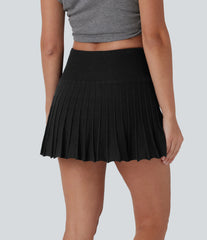 High Waisted 2-in-1 Pocket A-Line Mini Casual Knit Skirt