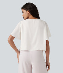 Flounce Short Sleeve Casual Chiffon Coat