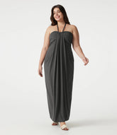 Plus Size Halter Tie Back Maxi Dress with Pockets