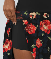 High Waisted High Low Ruffle 2-in-1 Floral Print Flowy Casual Regular Maxi Skirt