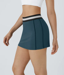 SoftlyZero™ Airy High Waisted 2-in-1 Bodycon Color Block Micro Mini InstantCool Tennis Skirt-UPF50+