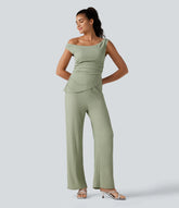 Off Shoulder Built-in Bra Casual Jumpsuit-Easy Peezy Edition