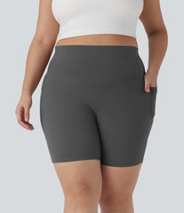 Halara UltraSculpt™ High Waisted Tummy Control Shaping Training Plus Size Biker Shorts 7'' with Pocket