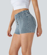 Halara Flex™ High Waisted Decorative Pockets Denim Casual Shorts 2''