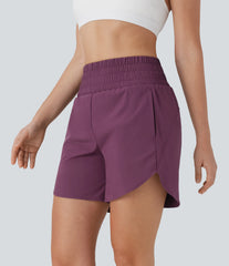 Breezeful™ High Waisted Pockets 2-in-1 Curved Hem Quick Dry Running Shorts 5.5''-Longer Length
