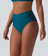 High Waisted Tummy Control Ruched Bikini Bottom Swimsuit
