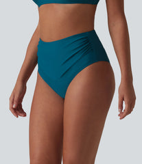 High Waisted Tummy Control Ruched Bikini Bottom Swimsuit