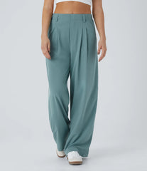 Breezeful™ High Waisted Pocket Wide Leg Baggy Flowy Solid Palazzo Quick Dry Casual Pants