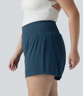 Plus Size Softlyzero™ Airy High Waisted Tummy Control 2-in-1 InstantCool Yoga Shorts 5'' with Pockets