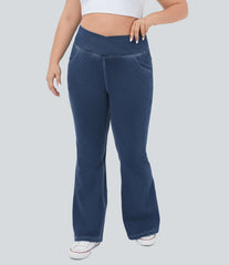 Halara Flex™ High Waisted Crossover Pocket InstantCool Breathable Washed Plus Size Casual Jeans