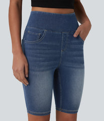 Halara Flex™ High Waisted Tummy Control Denim Casual Bermuda Shorts 9'' with Pockets