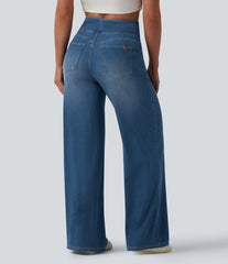 Halara Flex™ High Waisted Tummy Control Wide Leg Draped Lyocell Washed Casual Jeans with Pockets