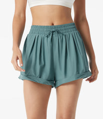 Mid Rise Drawstring 2-in-1 Baggy Running Shorts with Pocket