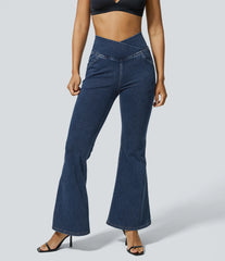 Halara Flex™ High Waisted Crossover Pocket Washed Casual Jeans