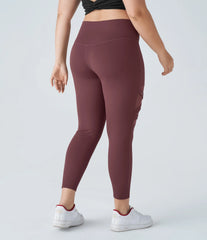 DayStretch High Waisted Crossover Contrast Mesh Decorative Buckle Yoga Plus Size Leggings