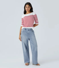 Halara Flex™ Mid Rise Pockets Washed Baggy Wide Leg Casual Jeans