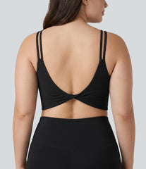 Plus Size Halara UltraSculpt™ Built-in Bra Double Straps Twisted Backless Cropped Yoga Tank Top