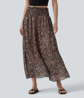 High Waisted Flowy Midi Casual Skirt with Pockets