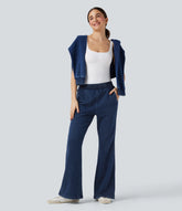 Halara Flex™ Mid Rise French Terry Casual Flare Sweatpants Jeans with Pockets