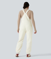 Casual Sherpa Jogger Overalls with Pockets