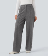 High Waisted Straight Leg Work Pants with Pockets
