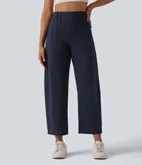 DayStretch High Waisted Barrel Leg Casual Pants with Pockets