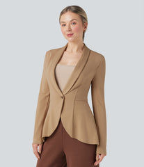 Halara Flex™ Shawl Collar Long Sleeve Ruffle Hem Work Coat