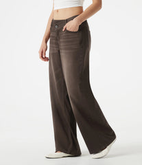Halara Flex™ Asymmetric Low Rise Wide Leg Colorful Washed Casual Jeans with Pockets