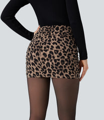 Halara UltraSculpt™ Leopard Print Crossover High Waisted 2-in-1 Bodycon Mini Party Skirt
