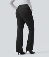 High Waisted Flare Work Pants with Pockets