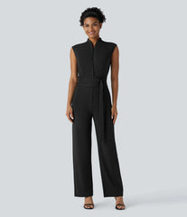 Sleeveless Belted Pocket Work Jumpsuit-Easy Peezy Edition