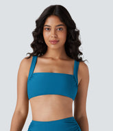 Square Neck Ruched Bikini Top Swimsuit
