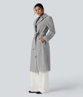 Long Sleeve Belted Longline Fleece Casual Coat with Pockets