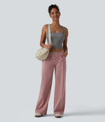 Halara Flex™ Asymmetric Low Rise Wide Leg Colorful Casual Jeans with Pockets