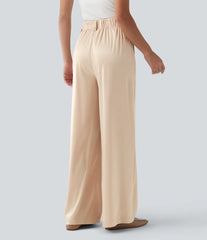 Halara Flex™ High Waisted Wide Leg Satin Work Pants with Pockets