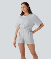 Zipper Cut Out Drawstring Pocket Yoga Jumpsuit