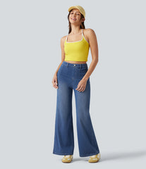 Halara Flex™ Curvy High Waisted Tummy Control Wide Leg Casual Jeans with Pockets