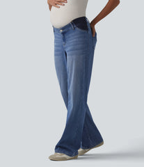 Halara Flex™ Mid Rise Straight Leg Maternity Casual Jeans with Pockets
