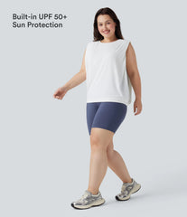 Plus Size Round Neck InstantCool Yoga Tank Top-UPF50+