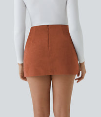 High Waisted 2-in-1 A Line Mini Corduroy Casual Skirt