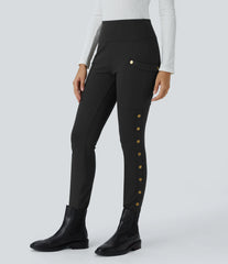 DayStretch High Waisted Decorative Pocket Skinny Ankle Length Casual Pants