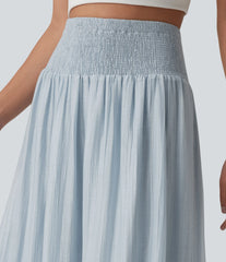 High Waisted Flowy Tiered Maxi Resort Skirt
